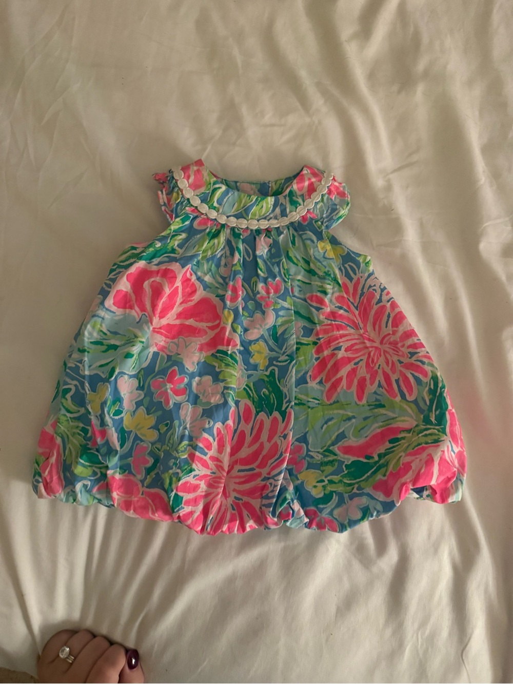 Lilly Pulitzer Girls Floral Bubble Top - Pink & Blue